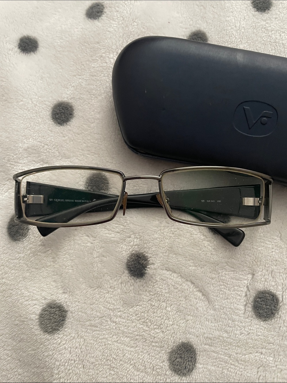 Giorgio Armani Rectangular Glasses in Gunmetal and Black